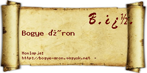 Bogye Áron névjegykártya